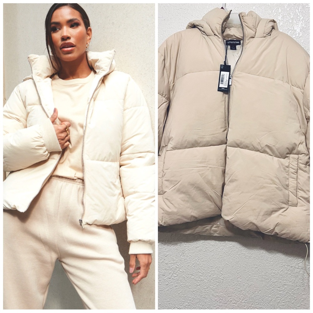 PrettyLittleThing Cream Puffer Jacket (M- UK SIZE)